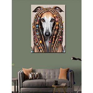 Kanvas Tablo Örgülü Tazı Köpeği 50x70 cm