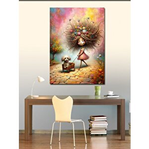 Kanvas Tablo Köpeğini Gezdiren Çocuk 50x70 cm