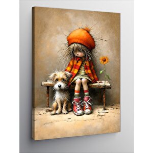 Kanvas Tablo Küçük Kız Ve Köpeği 70x100 cm
