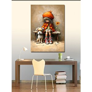 Kanvas Tablo Küçük Kız Ve Köpeği 70x100 cm