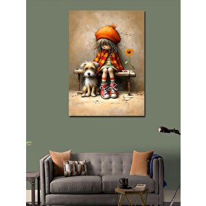 Kanvas Tablo Küçük Kız Ve Köpeği 70x100 cm