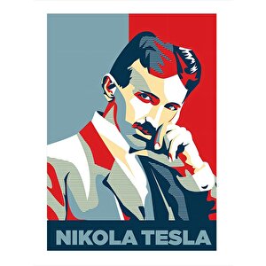 Nikola Tesla Modern Ahşap Tablo 35cm X50cm 35x50 cm