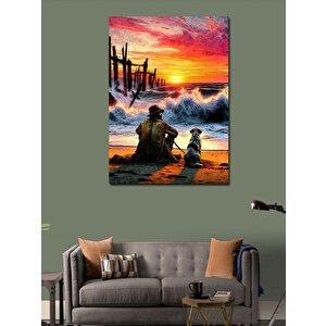Kanvas Tablo Kumsaldaki Adam Ve Köpeği 100x140 cm