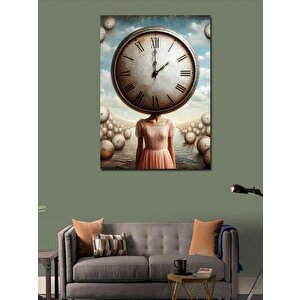 Kanvas Tablo Saatli Kadın 70x100 cm
