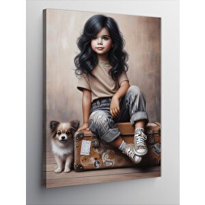 Kanvas Tablo Küçük Kız Ve Köpeği 50x70 cm
