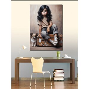 Kanvas Tablo Küçük Kız Ve Köpeği 50x70 cm