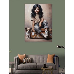 Kanvas Tablo Küçük Kız Ve Köpeği 50x70 cm