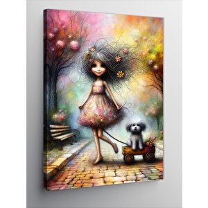 Kanvas Tablo Kız Çocuğu Ve Köpeği 70x100 cm