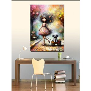 Kanvas Tablo Kız Çocuğu Ve Köpeği 70x100 cm