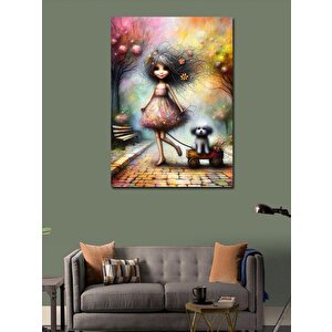 Kanvas Tablo Kız Çocuğu Ve Köpeği 70x100 cm