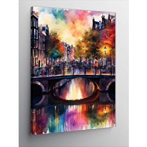 Kanvas Tablo Amsterdam'daki Köprü 50x70 cm