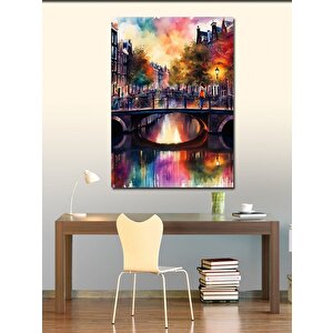 Kanvas Tablo Amsterdam'daki Köprü 50x70 cm