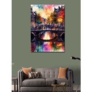 Kanvas Tablo Amsterdam'daki Köprü 50x70 cm