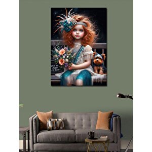 Kanvas Tablo Küçük Kız Ve Köpeği 100x140 cm