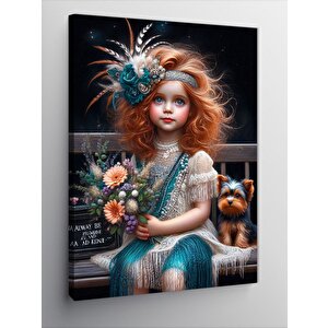 Kanvas Tablo Küçük Kız Ve Köpeği 50x70 cm