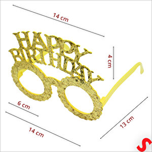 Happy Birthday Taç Ve Gözlük Seti - Altın