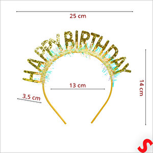 Happy Birthday Taç Ve Gözlük Seti - Altın