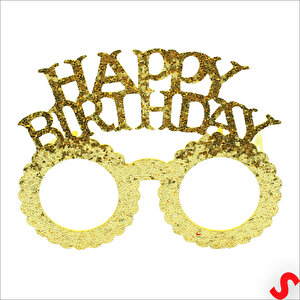 Happy Birthday Taç Ve Gözlük Seti - Altın
