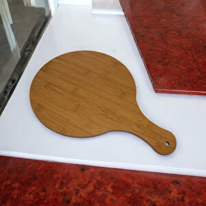 38-26 Cm Yuvarlak Bazlama Servis Tepsisi Ahşap Pizza Sunum Servis  Tepsisi Kulplu Tost Sunum Tepsisi