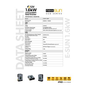 E-sun 1.6 Kw 12 V Mppt Tam Sinüs Akıllı İnverter