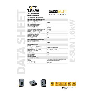 E-sun 1.6 Kw 12 V Mppt Tam Sinüs Akıllı İnverter