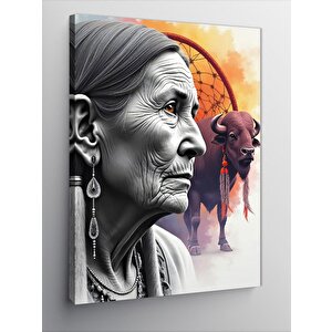 Kanvas Tablo Yaşlı Kadın Portresi 100x140 cm