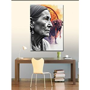 Kanvas Tablo Yaşlı Kadın Portresi 100x140 cm
