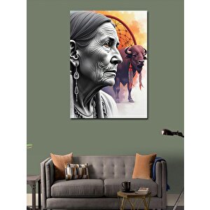 Kanvas Tablo Yaşlı Kadın Portresi 100x140 cm