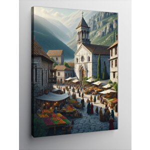 Kanvas Tablo Kasabadaki Pazar 70x100 cm