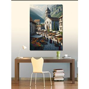 Kanvas Tablo Kasabadaki Pazar 100x140 cm