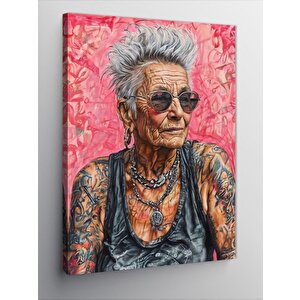 Kanvas Tablo Dövmeli Yaşlı Kadın 50x70 cm