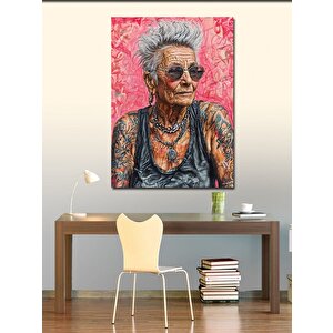 Kanvas Tablo Dövmeli Yaşlı Kadın 50x70 cm