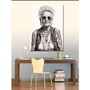 Kanvas Tablo Dövmede Yaşlı Teyze 50x70 cm