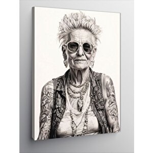 Kanvas Tablo Dövmede Yaşlı Teyze 70x100 cm