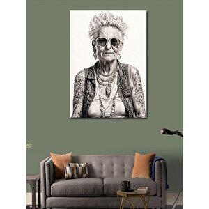 Kanvas Tablo Dövmede Yaşlı Teyze 70x100 cm