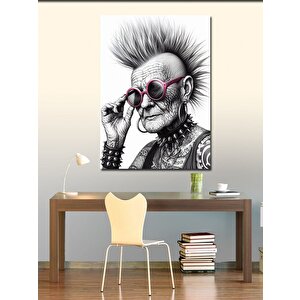 Kanvas Tablo Dövmeli Yaşlı Kadın 70x100 cm