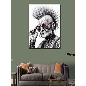 Kanvas Tablo Dövmeli Yaşlı Kadın 70x100 cm