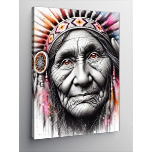 Kanvas Tablo Kızılderili Yaşlı Kadın 50x70 cm
