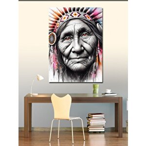 Kanvas Tablo Kızılderili Yaşlı Kadın 50x70 cm