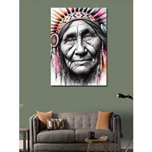 Kanvas Tablo Kızılderili Yaşlı Kadın 70x100 cm