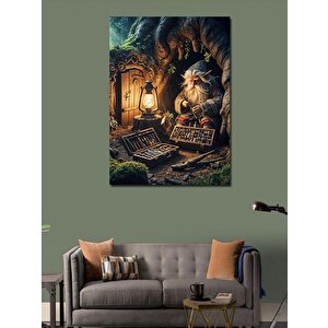 Kanvas Tablo Gaz Lambası Ve Yaşlı Cüce 70x100 cm