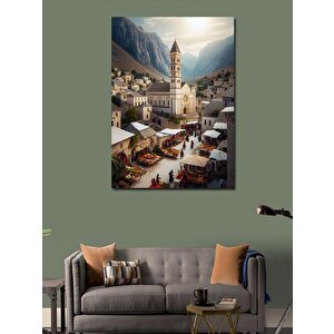 Kanvas Tablo Kasabadaki Pazar 100x140 cm