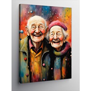 Kanvas Tablo Yaşlı Çift Mutluluğu 100x140 cm