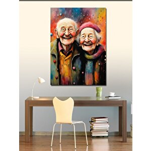 Kanvas Tablo Yaşlı Çift Mutluluğu 100x140 cm