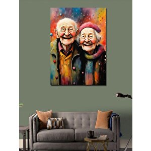 Kanvas Tablo Yaşlı Çift Mutluluğu 100x140 cm