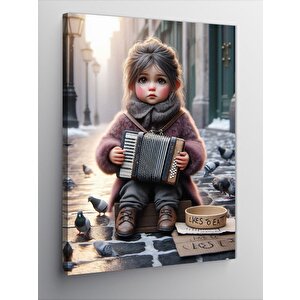 Kanvas Tablo Akordiyon Çalan Çocuk 50x70 cm