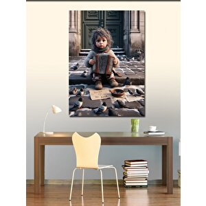 Kanvas Tablo Akordiyon Çalan Çocuk 100x140 cm