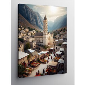 Kanvas Tablo Kasabadaki Pazar 50x70 cm