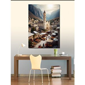 Kanvas Tablo Kasabadaki Pazar 50x70 cm