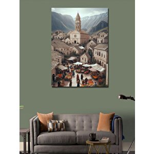 Kanvas Tablo Kasabadaki Pazar 100x140 cm